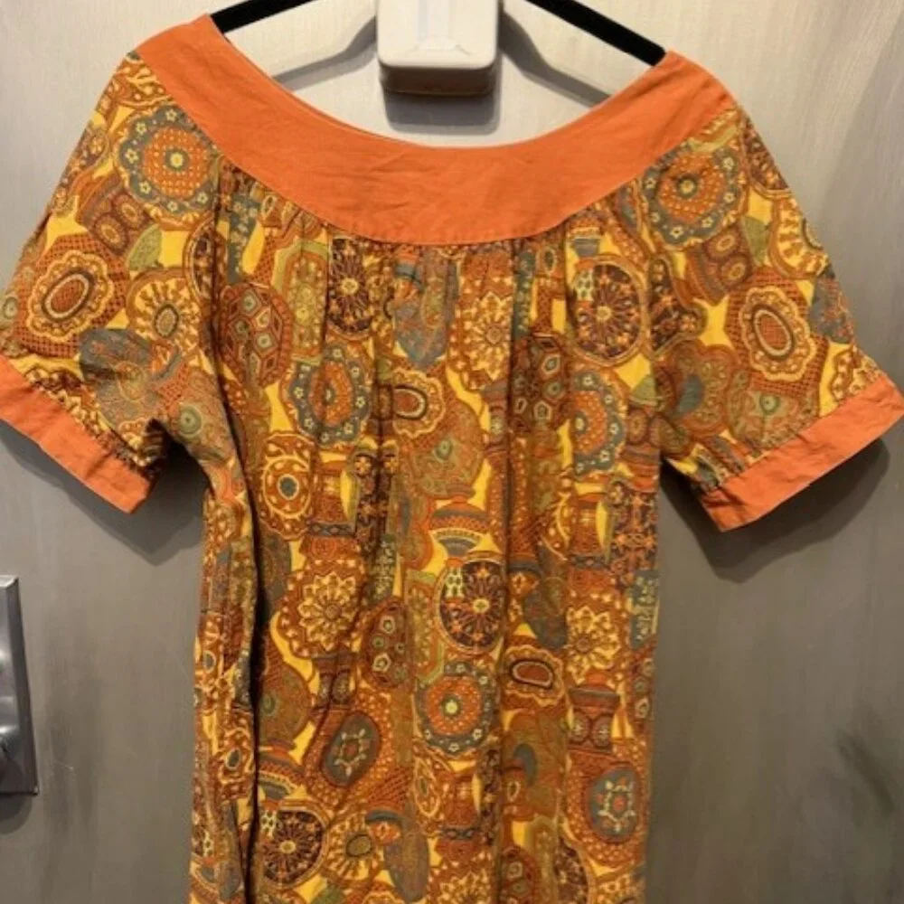 Vintage 70’s Boho paisley African print A-line swing Mini Dress - Picture 7 of 16